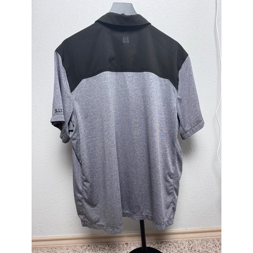 5.11 Tactical Mens XL Grey Black Colorblock Short Sleeve Snap Polo Shirt - Picture 3 of 11